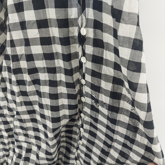 JCrew Beachwear Button-up ruffle long dress in gingham XS Gray Black 100% Cotton - Picture 5 of 9